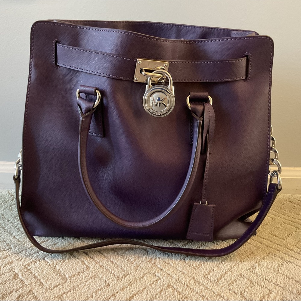 EUC Michael Kors Dark Purple Satchel with dust bag